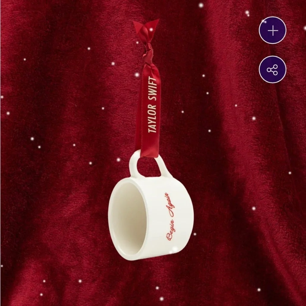 Taylor Swift Christmas Tree Ornament Begin Again Teacup Red Tea Cup Mug Swiftmas - Picture 6 of 7